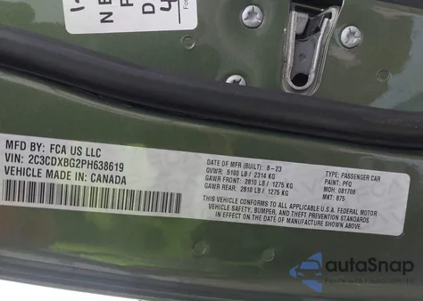 2023 Dodge Charger Sxt из США, поврежденный, VIN 2C3CDXBG2PH638619